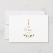 White Floral Gracias Con Oración Bautizo Dankeskarte (Rückseite)