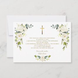 White Floral Gracias Con Oración Bautizo Dankeskarte