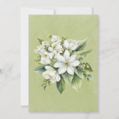 White Floral Green Painted Engagement Party Einladung (Rückseite)