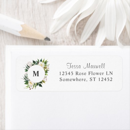 White Floral & Greenery 3 Rücksendeadresse (Insitu)