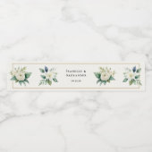 White Floral Greenery Elegant Personalized Wedding Wasserflaschenetikett (Einzelnes Label)