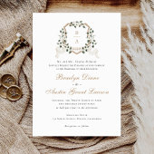 White Floral Greenery Ivy Monogram Wappen Wedding Einladung