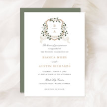 White Floral Greenery Ivy Monogram Wappen Wedding