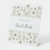 White Floral Guest Book Babydusche Sockelschild (Vorderseite)