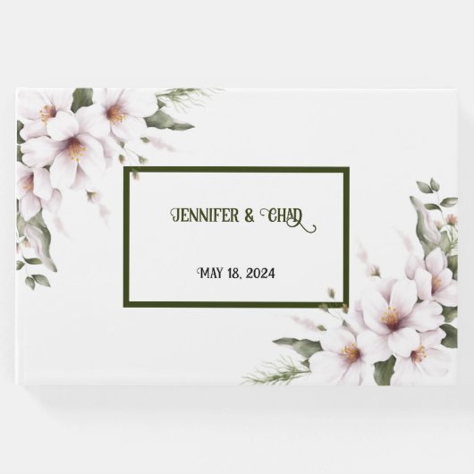 White Floral Guest Book Gästebuch (Vorderseite)