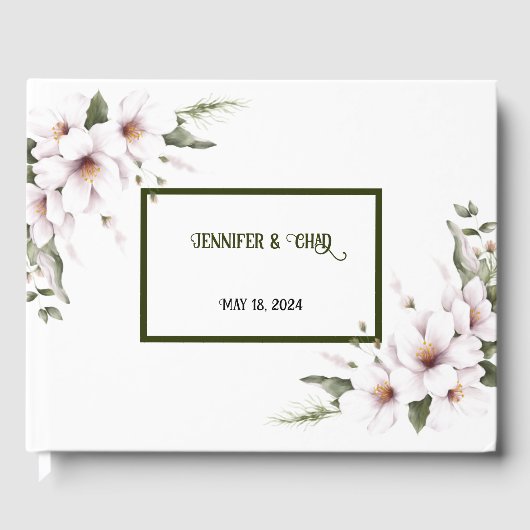 White Floral Guest Book Gästebuch (Vorderseite)