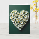 White Floral Heart Love Card Karte (Gelbe Blume)