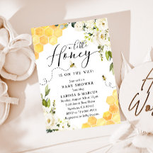 White Floral Honey Bee Baby Dusche
