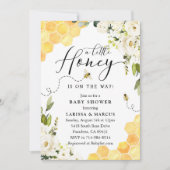White Floral Honey Bee Baby Dusche Einladung (Vorderseite)