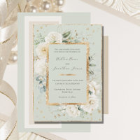 White Floral Hydrangea Rose Gold Green Wedding