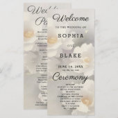 White Floral Ivory and Gray Wedding Program (Vorne/Hinten)