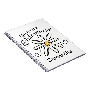 White Floral Junior Bridesmaid Notizblock