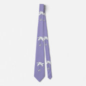 White Floral Lilac Tropical Neck Tie Krawatte (Vorderseite)