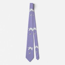 White Floral Lilac Tropical Neck Tie Krawatte
