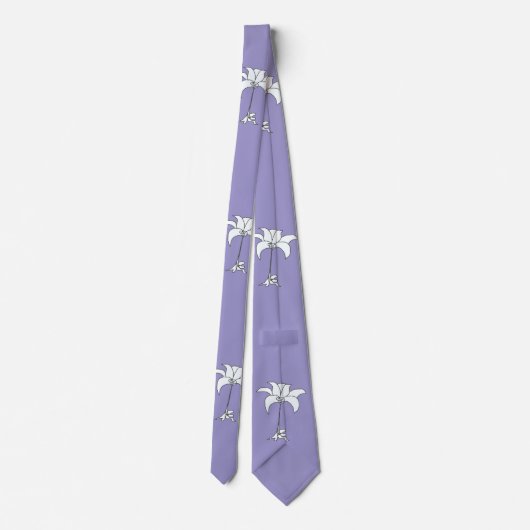 White Floral Lilac Tropical Neck Tie Krawatte (Rückseite)