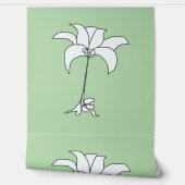 White Floral Lt. Green Tapete (Abrollen)
