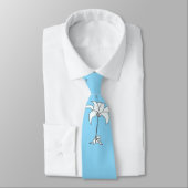 White Floral Lu Tropical Neck Tie Krawatte (Gebunden)