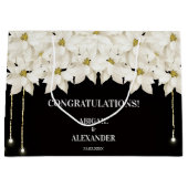 White Floral Luxe Geschenktasche Große Geschenktüte (Vorderseite)