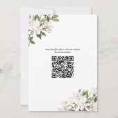White Floral Magnolias Greenerity QR Code Wedding Save The Date (Rückseite)