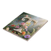 White Floral Marble Monogram Letter T Fliese (Seite)