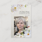 White Floral Memorial Card Visitenkarte (Vorderseite)