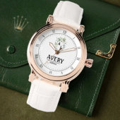 White Floral Monogram legant Luxury Gift Armbanduhr