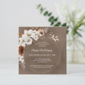 White Floral Neutral Fall 80. Geburtstag Platz Einladung (Stehend Vorderseite)