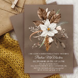 White Floral Neutral Fall Bouquet 60th Birthday  Einladung<br><div class="desc">Sophisticated white fall flowers are surrounded by neutral gray,  brown and black leaves. The white text is a chic combination of upright lettering and calligraphy text. The taupe watercolor background frames them all perfectly.</div>