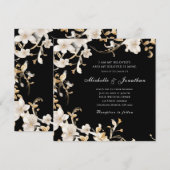 White Floral on Black Christlich Bible Wedding Einladung (Vorne/Hinten)