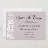 White Floral on Lavender Inspiration Hochzeit Save The Date (Vorderseite)