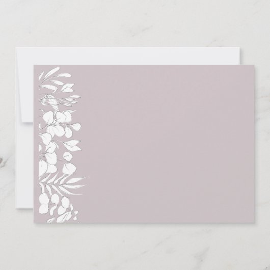 White Floral on Lavender Inspiration Hochzeit Save The Date (Rückseite)