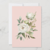 White Floral on Pink First Holy Communion Einladung (Rückseite)