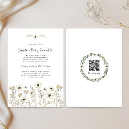 White Floral Paares Baby Sprinkle + Registrierung Einladung