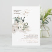 White Floral Pampas Grass Boho Brautparty Tee Einladung (Stehend Vorderseite)