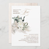 White Floral Pampas Grass Boho Brautparty Tee Einladung (Vorne/Hinten)