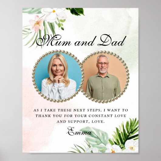 White Floral Parents of the Bride Gift Poster (Vorne)