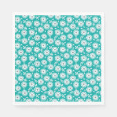 White floral pattern on turquoise background serviette (Vorderseite)