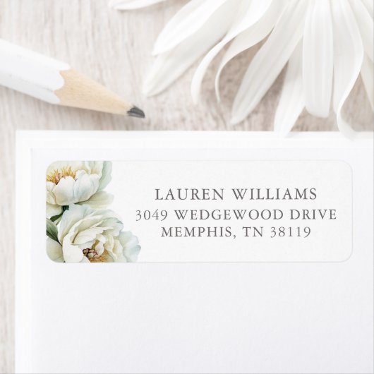 White Floral Peonies Personalized  (Insitu)