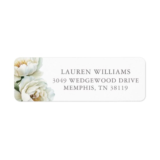 White Floral Peonies Personalized  (Vorne)