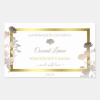 White Floral Product Packaging Labels Gold Frame