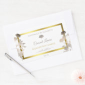 White Floral Product Packaging Labels Gold Frame Rechteckiger Aufkleber (Umschlag)
