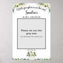 White Floral Pumpkin Baby Dusche Foto Frame Prop