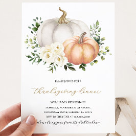 White Floral Pumpkin Erntedank Dinner Einladung