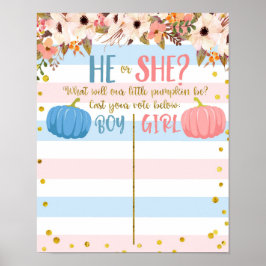 White Floral Pumpkin Voting Board Poster