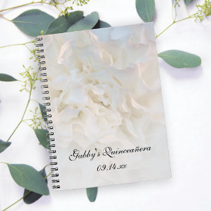 White Floral Quinceañera Gästebuch Notizblock