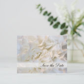White Floral Quinceañera Save the Date Ankündigungspostkarte (Stehend Vorderseite)