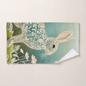 White Floral Rabbit Spring Art Badhandtuch Set (Handtuch)
