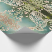 White Floral Rabbit Spring Art Geschenkpapier (Ecke)