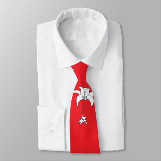 White Floral Red Tropical Neck Tie Krawatte (Gebunden)