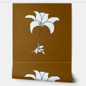White Floral Rich Brown Tapete (Abrollen)